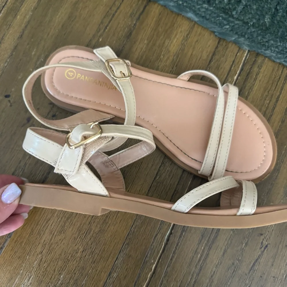 Pandaninja cream strappy sandals